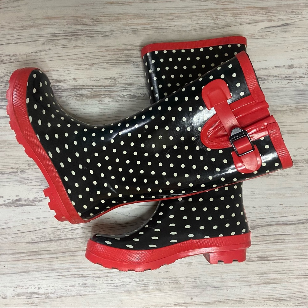 Polka dot rain boots
